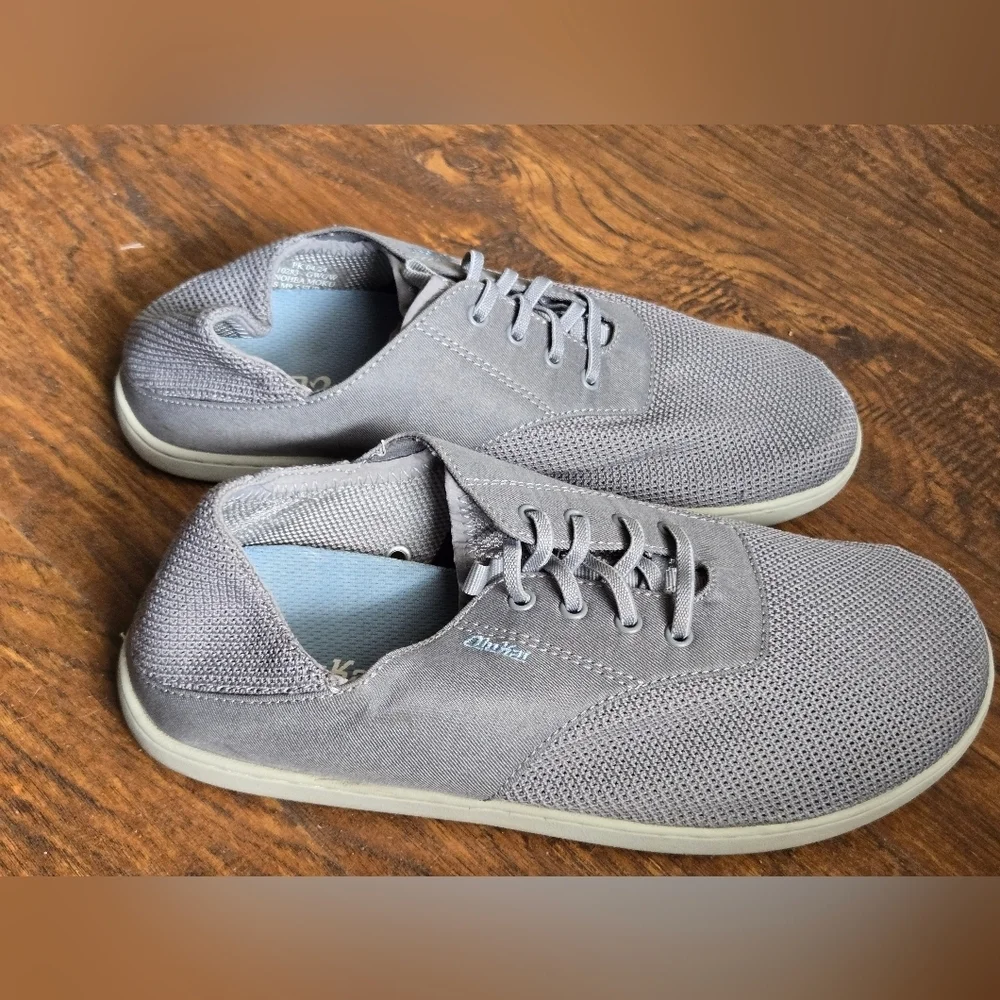 OluKai Men's Sz 9.5 Gray Sneakers Step In Slip On Lace Up